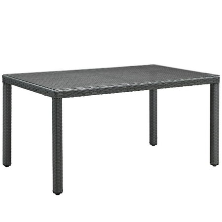 Modway Sojourn 59" Outdoor Patio Dining Table in Chocolate