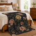 thumbnail image 6 of Spaced Blush Roses With Golden Botanical Sprigs, Cozy Flannel Blanket with Airy Vintage Botanical Print, Housewarming Gift for Vintage Rose Enthusiasts, Home Decor for Bedroom and Living Room, 6 of 7