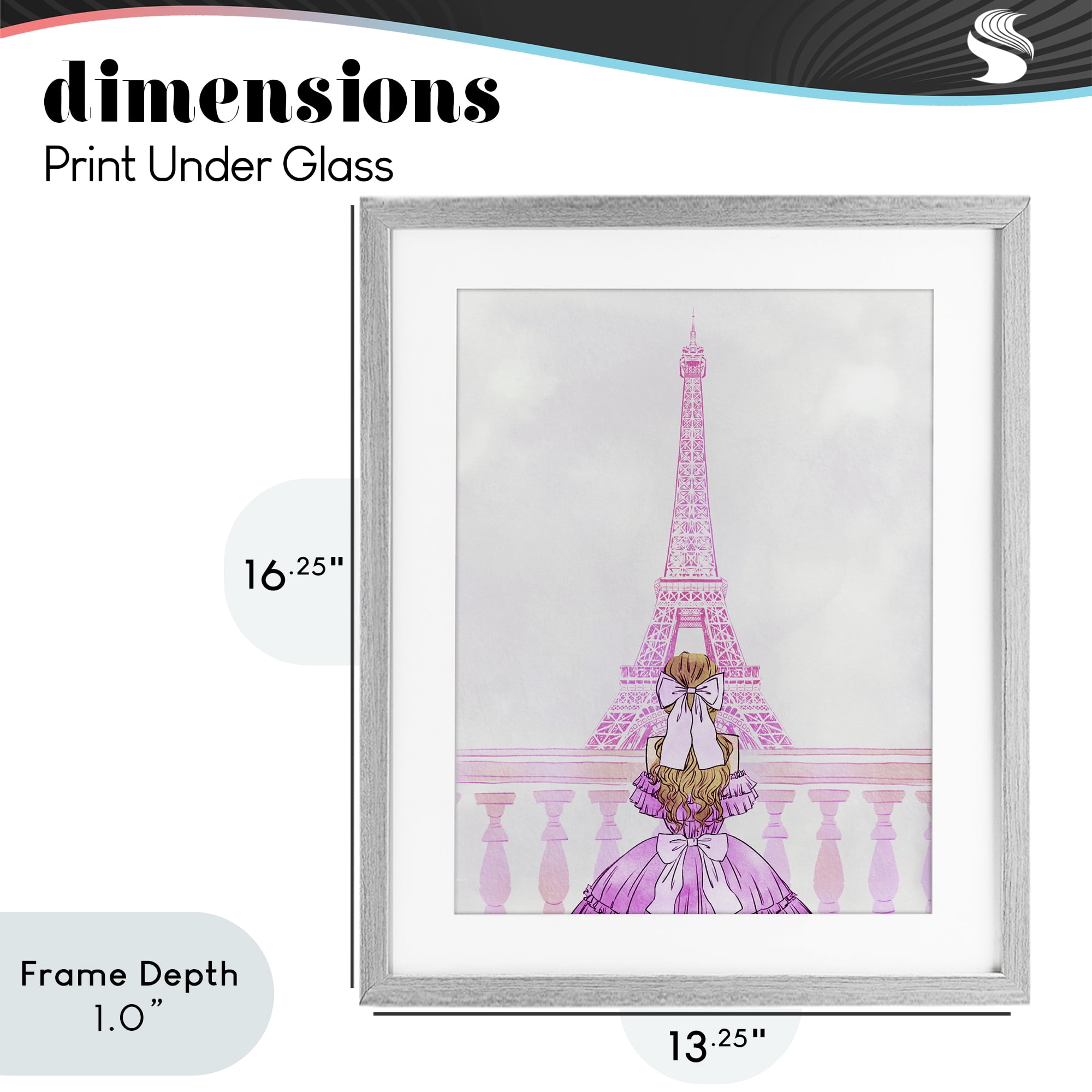 Stupell Industries Pink Gown & Eiffel Tower Gray Framed Print Under Glass, design by Ziwei Li
