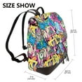 thumbnail image 2 of Cartoon Street Doodle Leather Backpack for Women - Funky Graffiti Eyeball & BMX Print Bag, 2 of 4