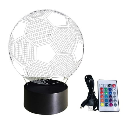 

FORYULIK Gift House Must Haves Soccer Gifts for Boys Girls Birthday Gifts for Kids 3D Soccer Night Light Football Stuff for Sport Fan Room Decor Lamp with 16 Colors Changing Soccer Accessories