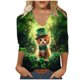 thumbnail image 3 of TaTaai Women V-Neck 3/4 Sleeve St. Patrick's Day Print Loose Top Casual Fashion T-Shirt Ladies Spring Holiday Gathering Wear Lightweight Breathable Non-See-Through No Fading Top Gift, 3 of 5
