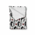 thumbnail image 2 of Romantic Soft Flannel Fleece Throw Blanket, Wild Cats Passion Theme Lovers Valentine's Rose Petals Arrows Eros, Cozy Plush for Indoor and Outdoor Use, 50" x 60", Vermilion Pale Grey, by Ambesonne, 2 of 6