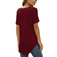 thumbnail image 6 of T-shirt Tops for Women Casual Loose V Neck Tunic Blouse Swallowtail Hem Fashion Short Sleeve Basic Tee Ladies Oversized Beach Dailywear T Shirts, 6 of 6
