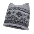 thumbnail image 2 of LRGSHF Women Cute Cat Ear Shaped Knit Hat, Vintage Cuffed Winter Hat Warm Ear Protection Pullover Cap, 2 of 4