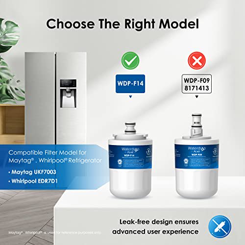 Waterdrop Plus UKF7003 Fridge Water Filter, Replacement for Maytag UKF7003, UKF7002AXX, Whirlpool EDR7D1, UKF7003AXX, UKF7002, 7003AXXP, UKF6001AXX, UKF5001, NSF 401&53 Certified, Pack of 3