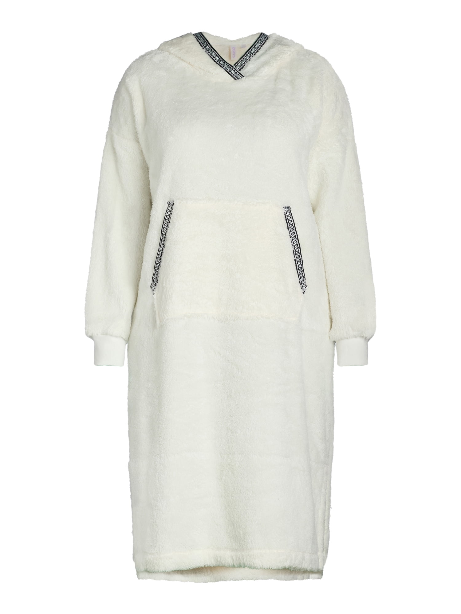 Joyspun Women's Oversized Hooded Plush Lounger, Size XS-3X