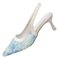 thumbnail image 2 of Tqyyweavej Women's Heels Lace Breathable Pointed Closed Toe Gladiator Mules Versatile Ankle Strap Kitten Heel Sandals for Women, 2 of 10