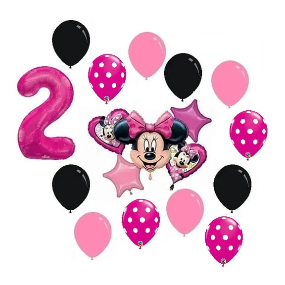 Minnie Mouse Party Supplies 2nd Birthday Mylar Balloons Bundle