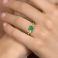 thumbnail image 4 of Gem Stone King 925 Silver and 10K Yellow Gold Green Malachite and Yellow Citrine and Lab Grown Diamond Engagement Ring for Women | 3.46 Cttw | Oval 9X7MM | Birthstone | Size 8, 4 of 6