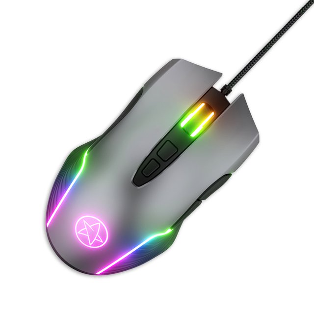 Ratón USB para juegos con cable, 7 botones, DPI, ajustable, para ordenador portátil, juego de luz RGB, ratones portátiles, accesorios para el Juegos de teclado y mouse para computadora Gris plateado