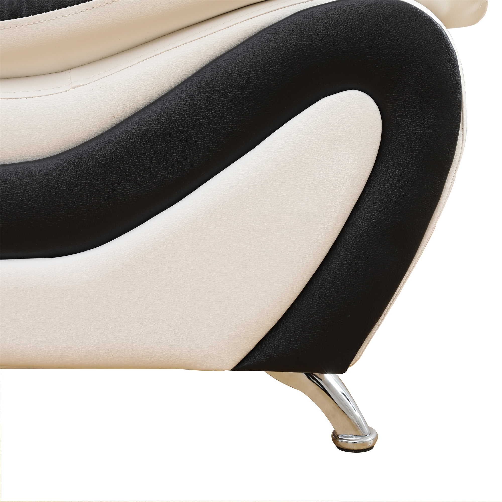 Aukfa 3 Piece Sofa Set - 42" Wide Upholstered Couch Armchair, Leather, Black&White