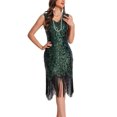 thumbnail image 3 of YTCAMLO 1920s Flapper Dresses for Women Vintage V Neck Midi Dress with Flowy Tassel Slim Cocktail Sleeveless Sequin Dress for Party, 3 of 8