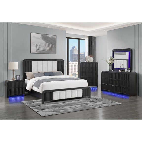 Beckett Black and White Rounded Edge 5PC King bedroom Set