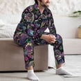 thumbnail image 5 of Mens Pajamas Set, Purple Green Flower Paisley Button Down Long Sleeve Loungewear Sleepwear Pjs sets for Men, 5 of 5