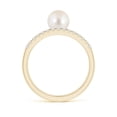 thumbnail image 2 of ANGARA Freshwater Cultured Pearl Dual Shank Ring with Diamonds in 14K Yellow Gold for Women | June Birthstone, Birthday, Anniversary, Jewelry Gift for Women | Pearl Ring, 2 of 8