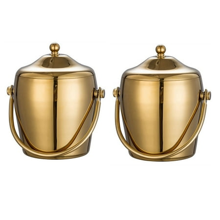 

2X KTV Bar Utensils Ice Bucket Double Layers Stainless Steel Ice Bucket Champagne Bucket (C)