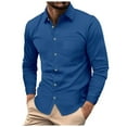 thumbnail image 5 of kamemir Men's Long Sleeve Free Shirts Casual Button Down Shirts Untucked Dress Shirt(Blue,XXL), 5 of 5