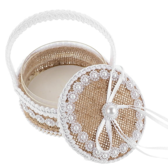 WHAMVOX Rustic Wedding Ring Box Bride Jewelry Organizer Flower Girl Ring Holder Engagement Proposal Present Decorative Box For Ceremony