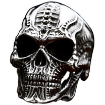ZMY Home Xenomorph Skull Ring Stainless Steel Handmade Jewelry Cool Punk Rock Biker Ring (13)