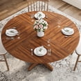 thumbnail image 3 of 47-pulgada round dining mesa para 4 - 6 people: circle dinner pedestal mesa con de madera pedestal base - space-saving wood kitchen dining room muebles in walnut, 3 of 6