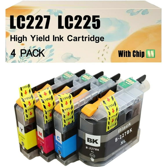 LC227 LC225 Ink Cartridges High Yield Compatible for Brother DCP-J4120DW MFC-J4420DW MFC-J4620DW MFC-J4625DW Printers, with Chip Combo Pack*2