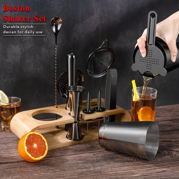 12-Piece Premium Cocktail Shaker Set with  Holder - Stainless Steel Bar Tools for Mixology Beginners and Professionals