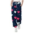 thumbnail image 2 of dazeni Girls Holiday Sweatpants with Pockets Cute Baggy Athletic Joggers Comfy Dance Pants for Teens Fashion Funny Graphic Valentine's Day Clothes Black, 2 of 5