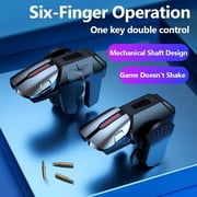 Mobile Game Controller for PUBG, 6-Finger Operation Gaming Triggers with Mechanical Alloy Buttons for iPhone and Android, Sensitive Aim and Fire Joysticks for Enhanced Gaming Experience, Black