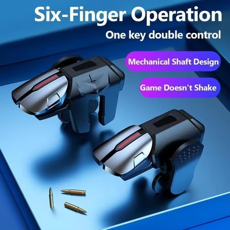 Gaming Controller Holder Mobile Gaming Triggers Pair Six Finger Gaming Control for Mobile Gaming Black one Pair Gaming Controller Holder Mobile Gaming Triggers Pair Six Finger Gaming Control for Mobile Gaming Black one Pair