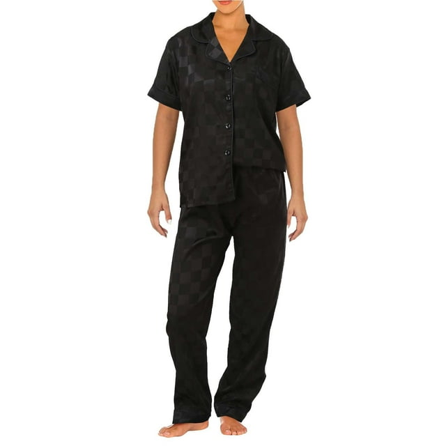 Fvwitlyh Pyjama en Coton pour Femmes Ensemble de Pyjama en Soie Glacée Secret Pyjama pour Femmes Noir,G