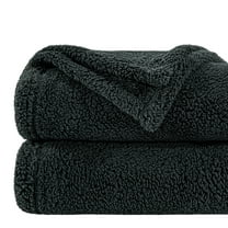 NTBAY Fluffy Sherpa Throw Blanket for Couch Sofa, Ultra Soft, Warm and Lightweight Shaggy Blanket, 51"x67", Navy Blue