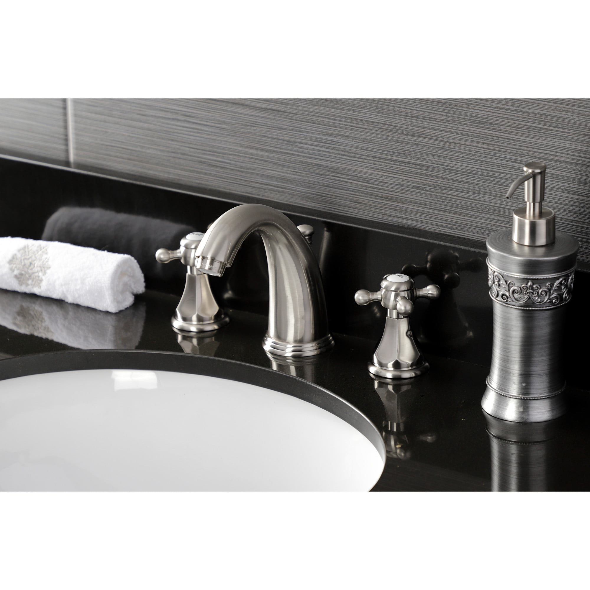 Kingston Brass KB4988BX Metropolitan Widespread Bathroom Faucet with Pop-Up Drain, Brushed Nickel