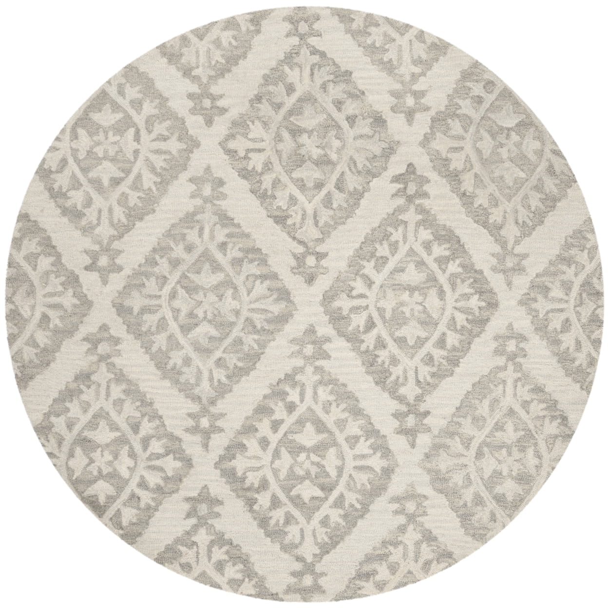 SAFAVIEH Micro-Loop Linton Damask Trellis Wool Area Rug, Light Grey, 2'6" x 4'