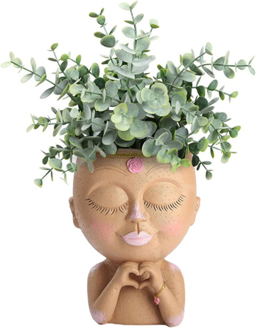 Face Planters Pots Unique Face Flower Pot for Indoor Outdoor Plants Resin Head Planter with