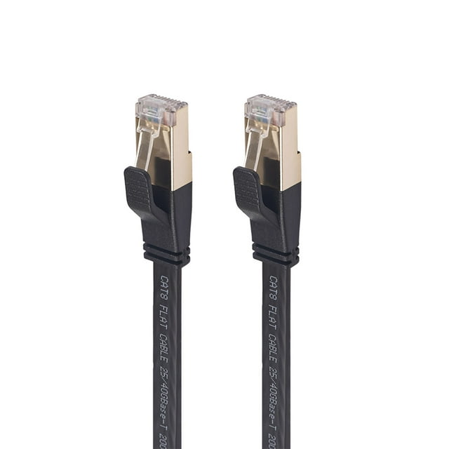 Câble Ethernet Plat Cat8 40Gbps Transmission Haute Vitesse Double Blindage pour Réseau Stable Taille Standard