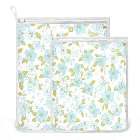 2 Pack Mesh Laundry Bags Sky Blue Cherry Blossom Durable Polyester Wash Bags with Zipper 2 Sizes Reusable Delicates Bag for Washing Machine Travel Storage