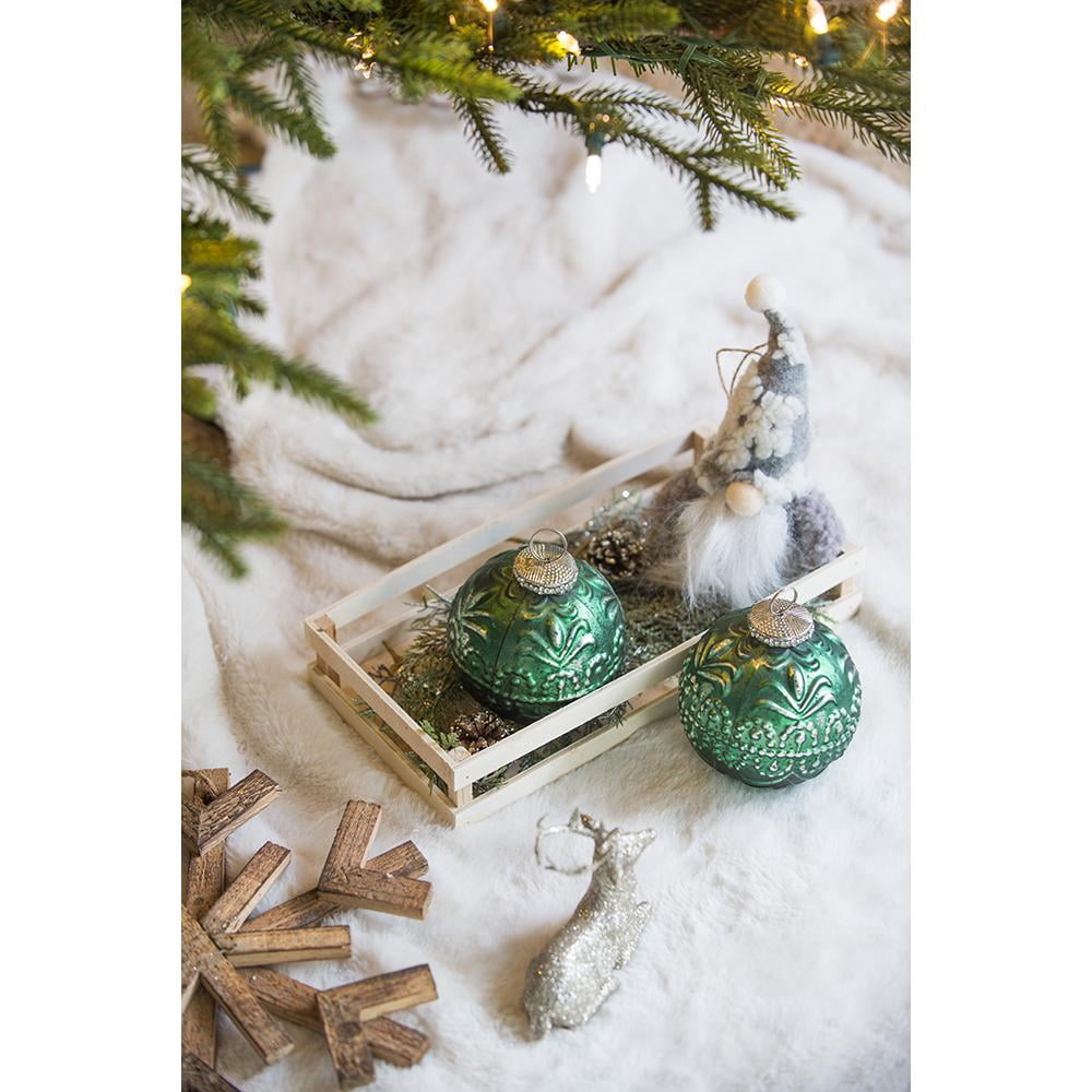 Set of 6 Glass Christmas Ball Ornaments with Aluminium Accent by Riccardo Tree Decor