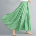 thumbnail image 6 of Womens Solid Color Half Skirt Elastic Waist A Line Skirt Long Half Skirt, Solid Color Sleeveless Full-Length Big & Tall Elastic Waist A-line Skirt Green, 6 of 6