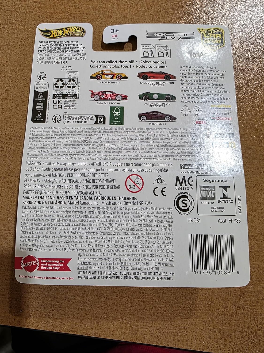 Hot Wheels Premium '71 Porsche 911 Chase Die-Cast Car, Car Culture Exotic Envy, Real Riders, Metal/Metal, 0/5