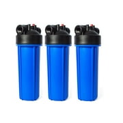 Blue Whole House Filter Housing 3/4 NPT with Pressure Release 2.5x10" 3 Pack