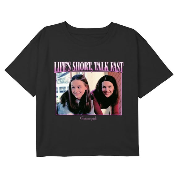 Girls Gilmore Girls Life's Short Talk Fast Portrait Logo Cropped T-Shirt