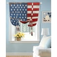 thumbnail image 2 of Farmhouse American Flag Tie Up Curtains for Window, Thermal Insulated Balloon Shade Adjustable Rod Pocket Curtains Valance Panels for Kitchen Bathroom Cafe 34 x 45 Blue Red USA Flag Vintage, 2 of 6