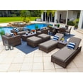 thumbnail image 1 of Tuscany 16-Piece Resin Wicker Outdoor Furniture Combination Set with Loveseat Lounge Set, Round Dining Set, and Chaise Lounge Set (Half-Round Brown Wicker, Sunbrella Canvas Taupe), 1 of 3