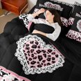 thumbnail image 4 of jejeloiu Leopard Print 7-Piece Twin Bedding Sets,Romantic Valentine Day Bedding Comforter Set,Pink Black Sheet Sets For Girls Teens,Ultra Soft Home Decor Reversible, 4 of 8