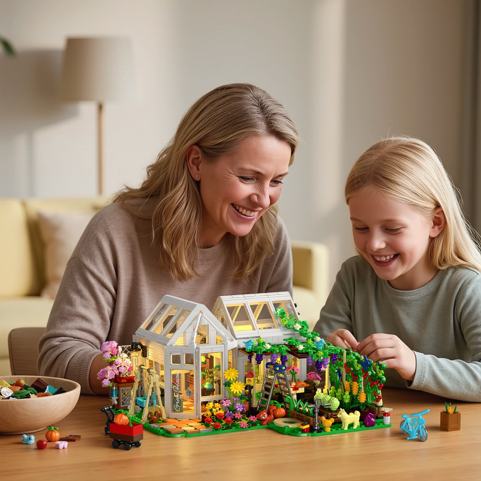 WIDELAND Flower House Building Set, 1185 Pcs Botanical Garden Model Kit with LED Lights, Creative Building Toys Gift for Kids Ages 8+ Adults Plant Lovers