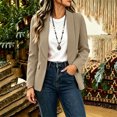 thumbnail image 4 of Jacket for Women Ndbuld Women's casual winter solid-color fitted lapel blazer cardigan top Coffee XXL, 4 of 6
