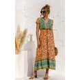 thumbnail image 3 of Femmes Robes-Été Casual Manches Courtes Taille Haute V Cou Imprimé Floral Boutonné Maxi Robe, 3 of 8