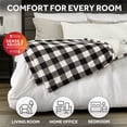 thumbnail image 3 of Sunbeam Electric Heated Throw Blanket Black Plaid Microplush Faux Shearling 4 Heat Settings 60x80, 3 of 11