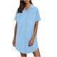 thumbnail image 1 of Mini Falda de Algodón con Pantalones Cortos Botón de Verano Hasta Vestido de Camisa con Cuello, 60% Algodón 40% Lino Mini Vestido, Lavado a Mano Desgaste Casual, 1 of 9